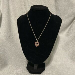 Dior Gold Chain Necklace with Pink Heart Pendant